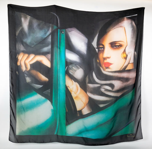 Autoportrait, Tamara in the Green Bugatti Silk Georgette Scarf